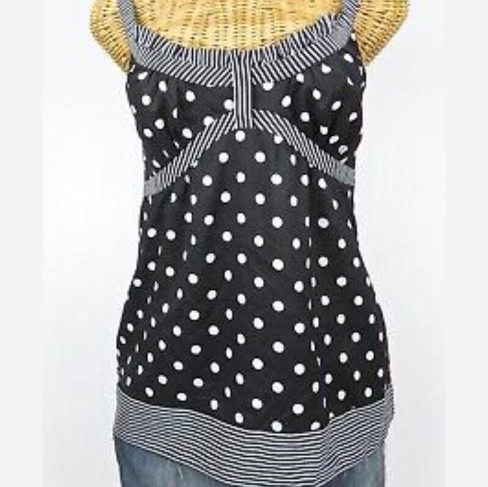 LOFT Black and White Asymmetrical Fitted Camisole